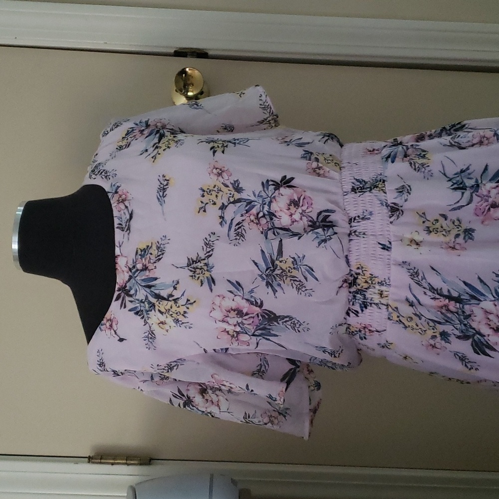 Purple floral high low dress